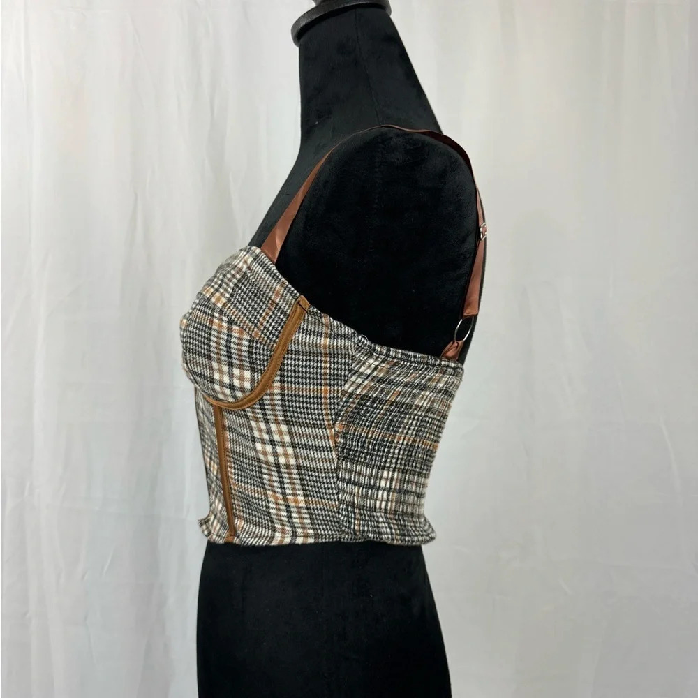 NWT Fabonics Plaid Corset Adjustable Cami Top Sz Small - Picture 3 of 6